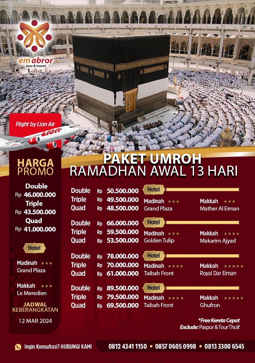 Paket Umroh Ramadhan 13 Hari by Lion Air